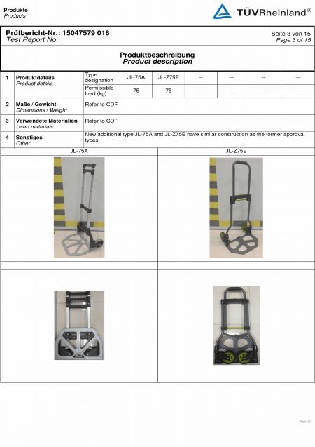 GS Mark Hand Truck Load 75 KG